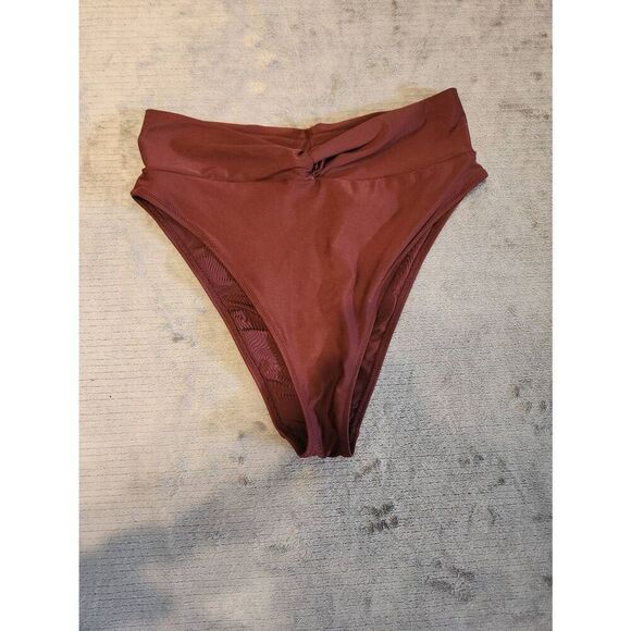 Aerie American Eagle size M Maroon Igh Cut Cheeky Bikini Bottoms Swim - Picture 1 of 3